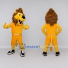 Custom Yellow Brown and Orange Lion in Sportswear Mascot Costume Adult Full Body Suit for Sports Events