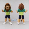 Custom Tan Brown and Green Lion in Sportswear Mascot Costume Adult Full Body Suit for Sports Events Custom Tan Brown and Green Lion in Sportswear Mascot Costume Adult Full Body Suit for Sports Events
