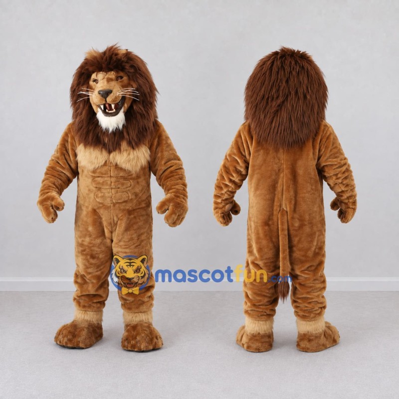 Custom Brown and Tan Muscular Lion Mascot Costume Adult Full Body Suit for Sports Events