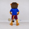 Custom Golden Brown Blue and Burgundy Lion in Sportswear Mascot Costume Adult Full Body Suit for Sports Events Custom Golden Brown Blue and Burgundy Lion in Sportswear Mascot Costume Adult Full Body Suit for Sports Events
