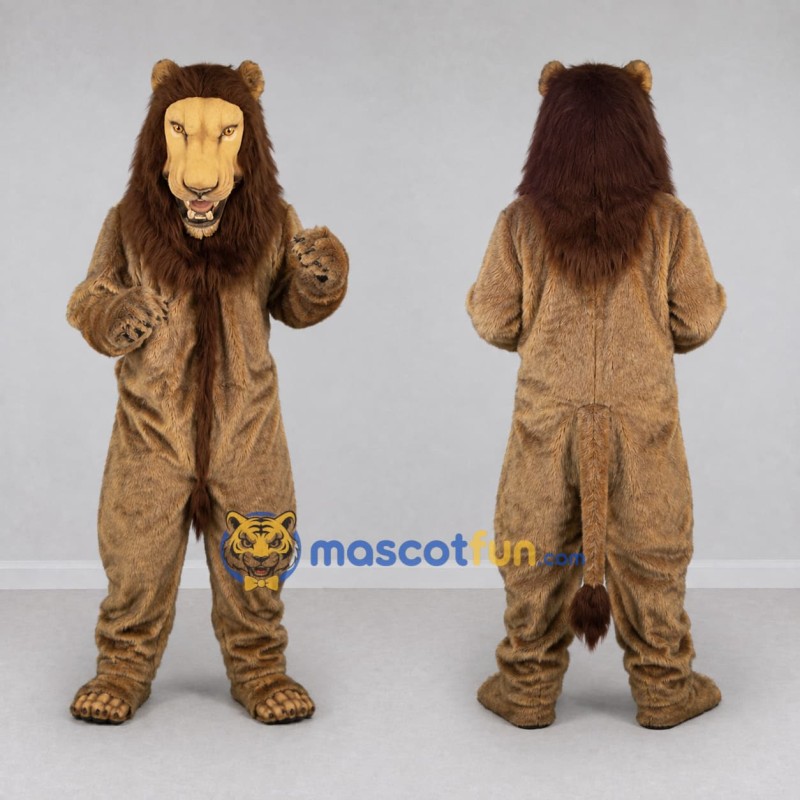 Custom Brown and Tan Lion Mascot Costume Adult Full Body Suit for Wildlife Events Custom Brown and Tan Lion Mascot Costume Adult Full Body Suit for Wildlife Events