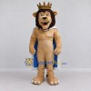 Custom Tan Brown and Blue Lion with Crown and Cape Mascot Costume Adult Full Body Suit for Themed Parties Custom Tan Brown and Blue Lion with Crown and Cape Mascot Costume Adult Full Body Suit for Themed Parties