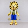 Custom Yellow Brown and Blue Lion in Vest Mascot Costume Adult Full Body Suit for Themed Parties Custom Yellow Brown and Blue Lion in Vest Mascot Costume Adult Full Body Suit for Themed Parties
