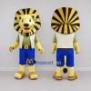Custom Yellow Brown and Blue Lion in Vest Mascot Costume Adult Full Body Suit for Themed Parties Custom Yellow Brown and Blue Lion in Vest Mascot Costume Adult Full Body Suit for Themed Parties
