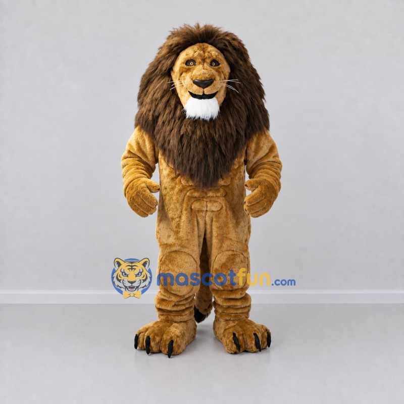 Custom Tan and Brown Lion Mascot Costume Adult Full Body Suit for Wildlife Events