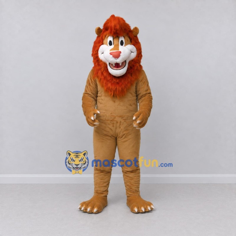 Custom Tan and Orange Lion Mascot Costume Adult Full Body Suit for Wildlife Events