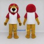 Custom Golden Brown Red and White Lion in T-Shirt Mascot Costume Adult Full Body Suit for Sports Events