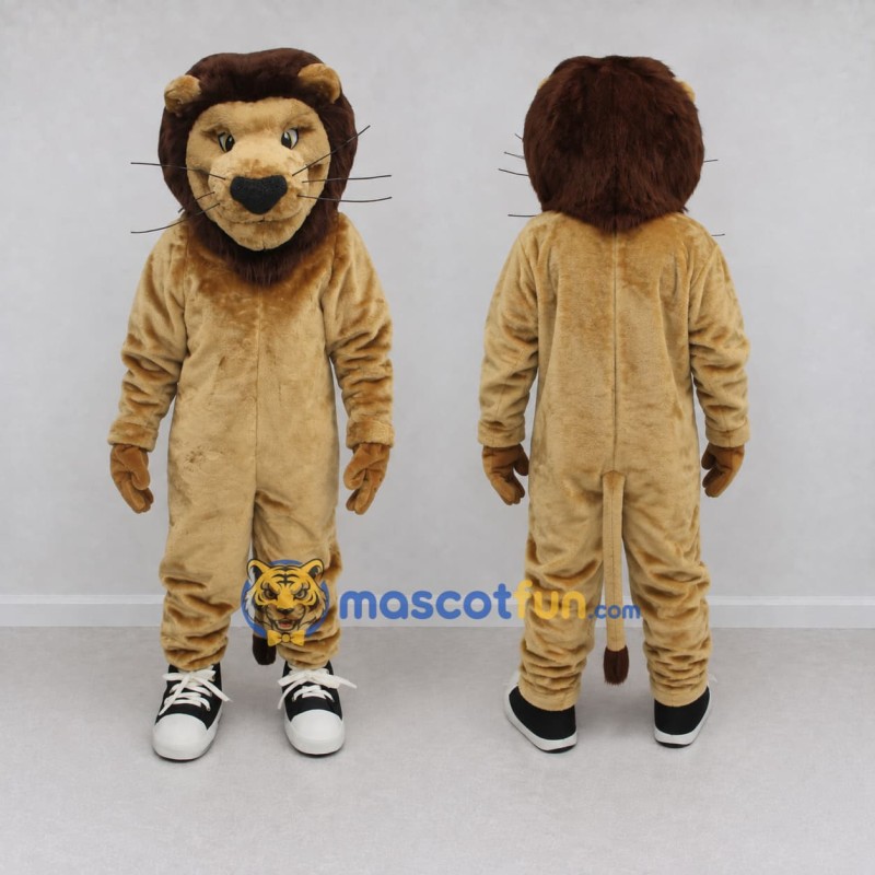 Custom Tan and Brown Lion Mascot Costume Adult Full Body Suit for Wildlife Events