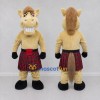 Custom Tan Brown and Red Horse in Tartan Kilt Mascot Costume Adult Full Body Suit for Themed Parties Custom Tan Brown and Red Horse in Tartan Kilt Mascot Costume Adult Full Body Suit for Themed Parties