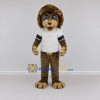 Custom Brown and White Lion in T-Shirt Mascot Costume Adult Full Body Suit for Sports Events