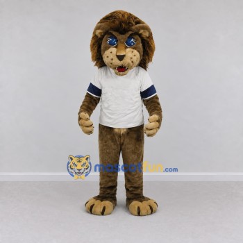 Custom Brown and White Lion in T-Shirt Mascot Costume Adult Full Body Suit for Sports Events