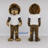 Custom Brown and White Lion in T-Shirt Mascot Costume Adult Full Body Suit for Sports Events