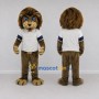 Custom Brown and White Lion in T-Shirt Mascot Costume Adult Full Body Suit for Sports Events
