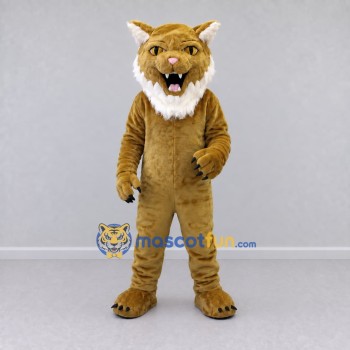 Custom Tan and White Wild Cat Mascot Costume Adult Full Body Suit for Wildlife Events