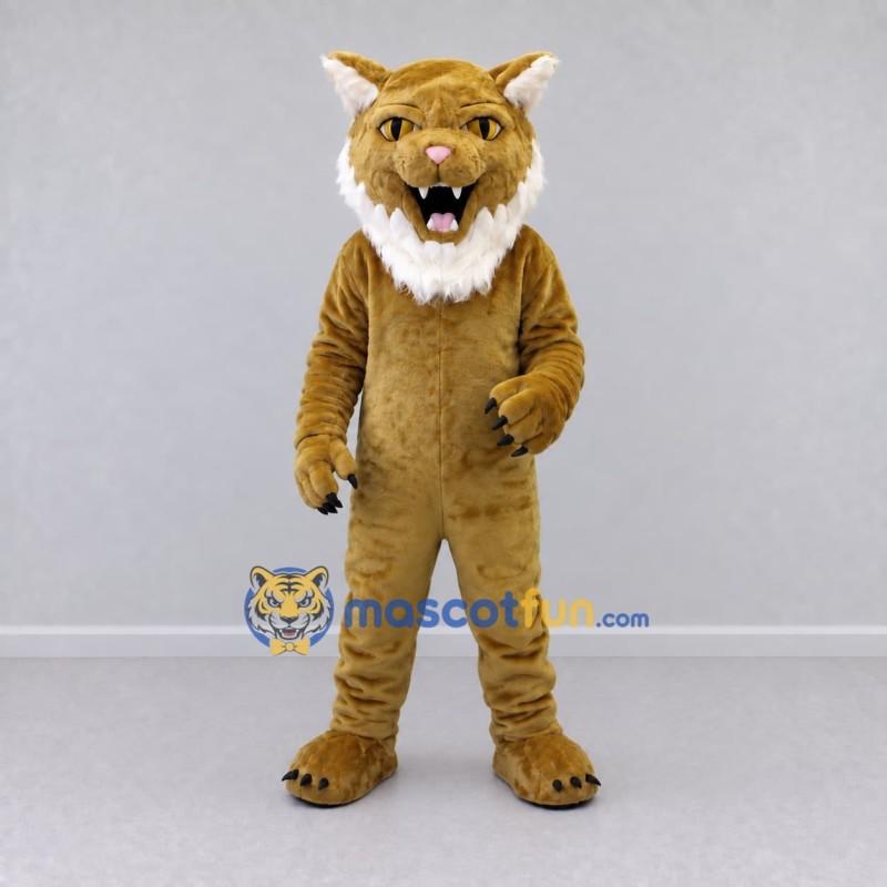 Custom Tan and White Wild Cat Mascot Costume Adult Full Body Suit for Wildlife Events Custom Tan and White Wild Cat Mascot Costume Adult Full Body Suit for Wildlife Events