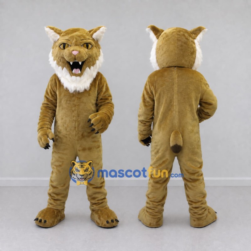 Custom Tan and White Wild Cat Mascot Costume Adult Full Body Suit for Wildlife Events Custom Tan and White Wild Cat Mascot Costume Adult Full Body Suit for Wildlife Events