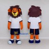 Custom Orange Brown White and Blue Lion in Sportswear Mascot Costume Adult Full Body Suit for Sports Events Custom Orange Brown White and Blue Lion in Sportswear Mascot Costume Adult Full Body Suit for Sports Events