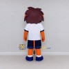 Custom Orange Brown White and Blue Lion in Sportswear Mascot Costume Adult Full Body Suit for Sports Events Custom Orange Brown White and Blue Lion in Sportswear Mascot Costume Adult Full Body Suit for Sports Events