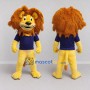 Custom Yellow Brown and Navy Blue Lion in T-Shirt Mascot Costume Adult Full Body Suit for School Events