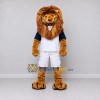 Custom Golden Brown White and Blue Lion in Sportswear Mascot Costume Adult Full Body Suit for Sports Events Custom Golden Brown White and Blue Lion in Sportswear Mascot Costume Adult Full Body Suit for Sports Events