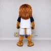 Custom Golden Brown White and Blue Lion in Sportswear Mascot Costume Adult Full Body Suit for Sports Events Custom Golden Brown White and Blue Lion in Sportswear Mascot Costume Adult Full Body Suit for Sports Events