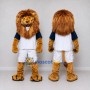 Custom Golden Brown White and Blue Lion in Sportswear Mascot Costume Adult Full Body Suit for Sports Events