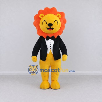 Custom Yellow Orange and Black Lion in Tuxedo Mascot Costume Adult Full Body Suit for Themed Parties Custom Yellow Orange and Black Lion in Tuxedo Mascot Costume Adult Full Body Suit for Themed Parties