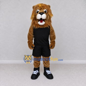 Custom Brown and Black Lion in Sportswear Mascot Costume Adult Full Body Suit for Sports Events Custom Brown and Black Lion in Sportswear Mascot Costume Adult Full Body Suit for Sports Events