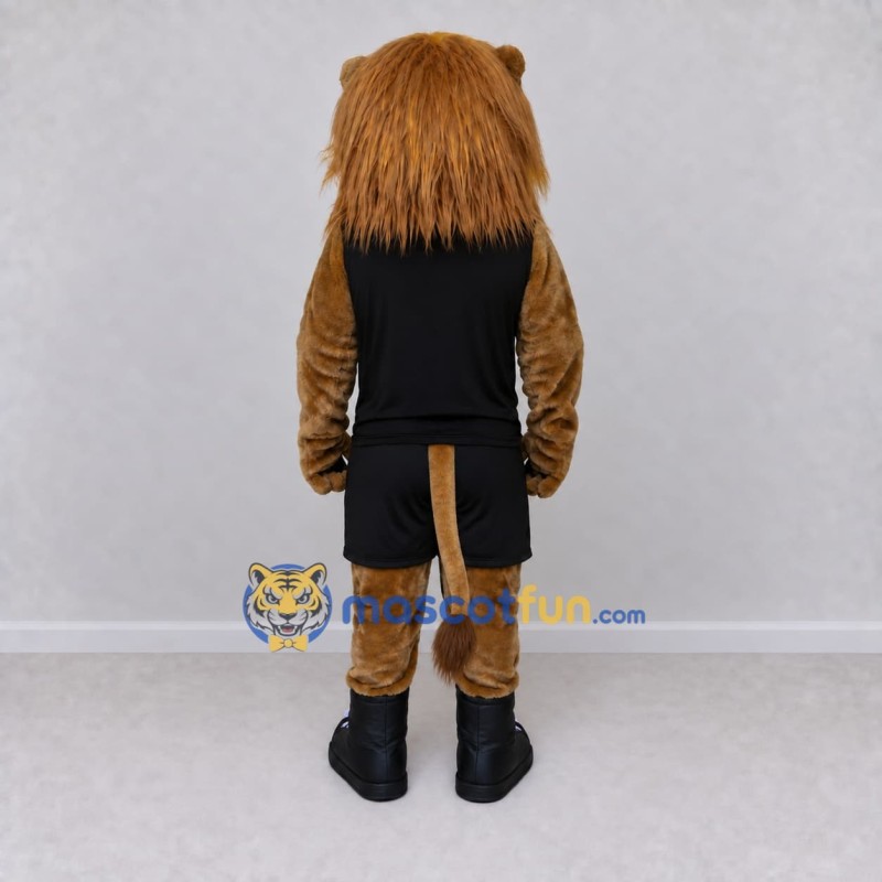 Custom Brown and Black Lion in Sportswear Mascot Costume Adult Full Body Suit for Sports Events Custom Brown and Black Lion in Sportswear Mascot Costume Adult Full Body Suit for Sports Events