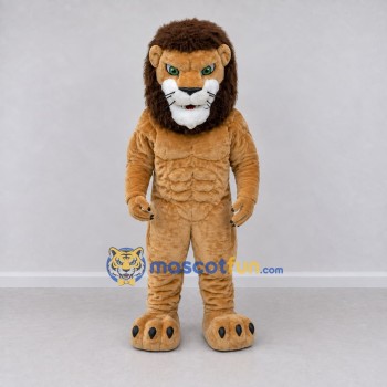 Custom Tan and Brown Muscular Lion Mascot Costume Adult Full Body Suit for Sports Events Custom Tan and Brown Muscular Lion Mascot Costume Adult Full Body Suit for Sports Events
