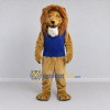 Custom Tan and Blue Lion in Tank Top Mascot Costume Adult Full Body Suit for Sports Events