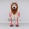 Custom Cream Brown and Red Lion with Crown Mascot Costume Adult Full Body Suit for Themed Parties