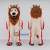 Custom Cream Brown and Red Lion with Crown Mascot Costume Adult Full Body Suit for Themed Parties