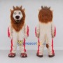 Custom Cream Brown and Red Lion with Crown Mascot Costume Adult Full Body Suit for Themed Parties
