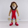 Custom Tan Brown and Red Lion in Wrestling Singlet Mascot Costume Adult Full Body Suit for Wrestling Events Custom Tan Brown and Red Lion in Wrestling Singlet Mascot Costume Adult Full Body Suit for Wrestling Events