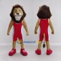 Custom Tan Brown and Red Lion in Wrestling Singlet Mascot Costume Adult Full Body Suit for Wrestling Events