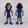 Custom Tan Brown and Blue Lion in Wrestling Singlet Mascot Costume Adult Full Body Suit for Wrestling Events Custom Tan Brown and Blue Lion in Wrestling Singlet Mascot Costume Adult Full Body Suit for Wrestling Events