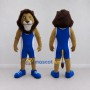 Custom Tan Brown and Blue Lion in Wrestling Singlet Mascot Costume Adult Full Body Suit for Wrestling Events