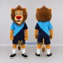 Custom Tan Blue and Navy Blue Lion in Sportswear Mascot Costume Adult Full Body Suit for Sports Events