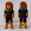Custom Golden Brown and Navy Blue Lion in Sportswear Mascot Costume Adult Full Body Suit for Sports Events Custom Golden Brown and Navy Blue Lion in Sportswear Mascot Costume Adult Full Body Suit for Sports Events