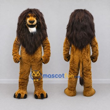 Custom Golden Brown and Dark Brown Lion Mascot Costume Adult Full Body Suit for Wildlife Events