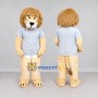 Custom Cream Tan and Gray Lion in T-Shirt Mascot Costume Adult Full Body Suit for School Events