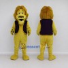 Custom Yellow and Purple Lion in Vest Mascot Costume Adult Full Body Suit for Themed Parties Custom Yellow and Purple Lion in Vest Mascot Costume Adult Full Body Suit for Themed Parties