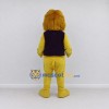 Custom Yellow and Purple Lion in Vest Mascot Costume Adult Full Body Suit for Themed Parties Custom Yellow and Purple Lion in Vest Mascot Costume Adult Full Body Suit for Themed Parties