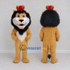 Custom Tan Black and Red Lion with Crown Mascot Costume Adult Full Body Suit for Themed Parties