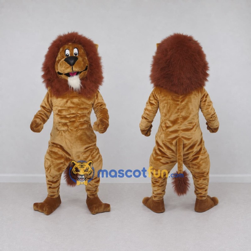 Custom Golden Brown and Brown Lion Mascot Costume Adult Full Body Suit for Wildlife Events