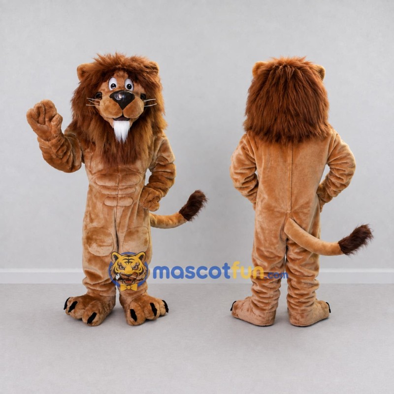 Custom Tan and Brown Lion Mascot Costume Adult Full Body Suit for Wildlife Events