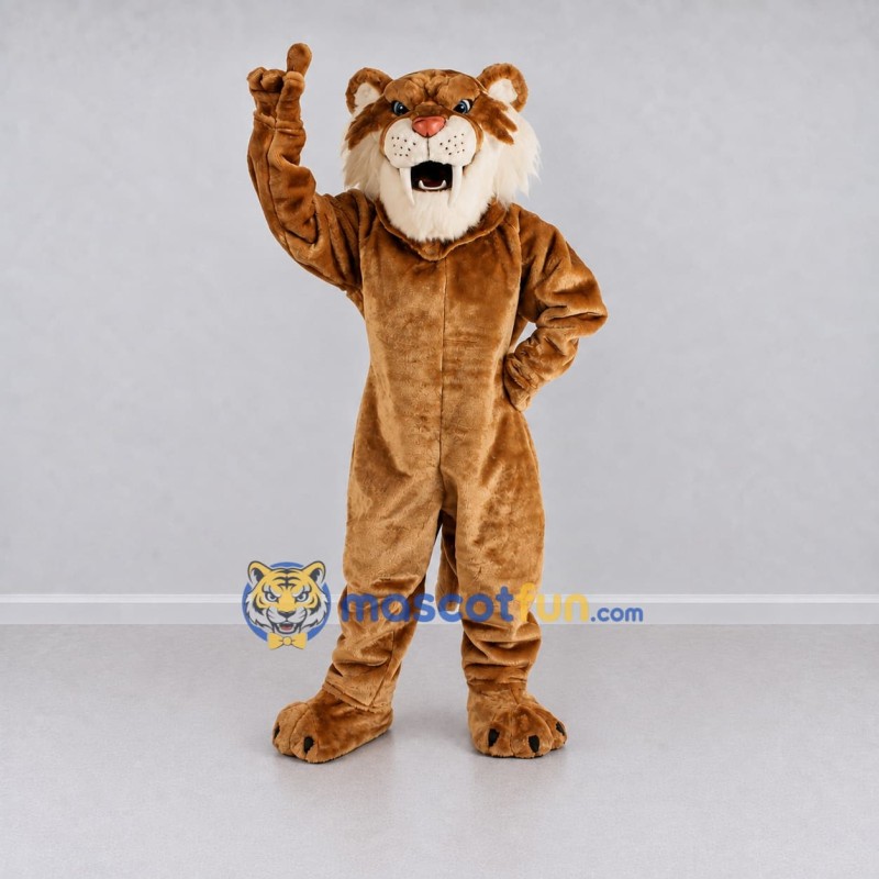 Custom Brown and White Big Cat Mascot Costume Adult Full Body Suit for Wildlife Events Custom Brown and White Big Cat Mascot Costume Adult Full Body Suit for Wildlife Events