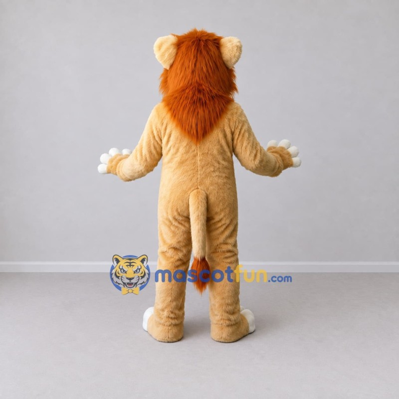 Custom Tan Orange and White Lion Mascot Costume Adult Full Body Suit for Wildlife Events Custom Tan Orange and White Lion Mascot Costume Adult Full Body Suit for Wildlife Events
