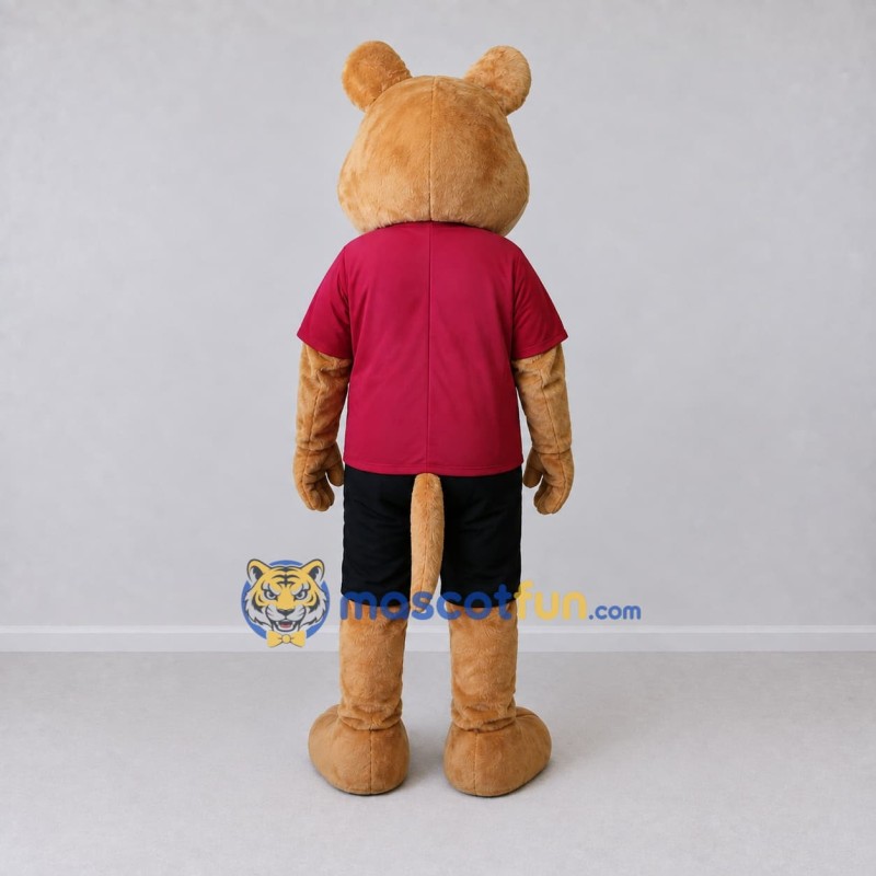Custom Tan Red and Black Animal Character in Sportswear Mascot Costume Adult Full Body Suit for Sports Events Custom Tan Red and Black Animal Character in Sportswear Mascot Costume Adult Full Body Suit for Sports Events